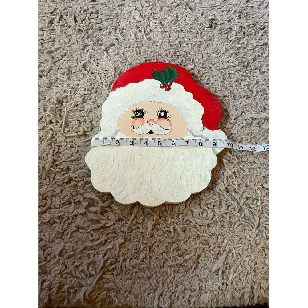 Vintage‎ Santa hand painted wooden wall decoration